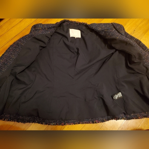 Rebecca Taylor Rainbow Tweed Jacket in Navy. Funfetti. Pleated parts. Size 6. - Picture 7 of 15